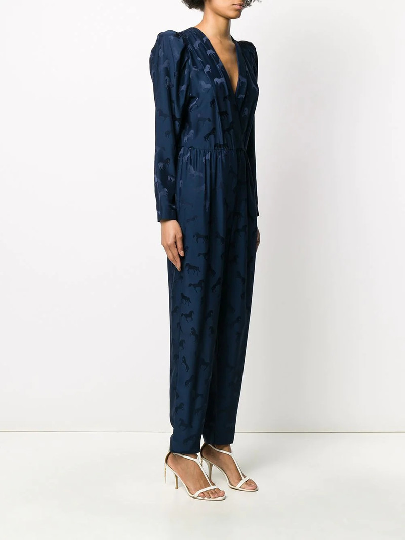 horse jacquard deep-V jumpsuit 3