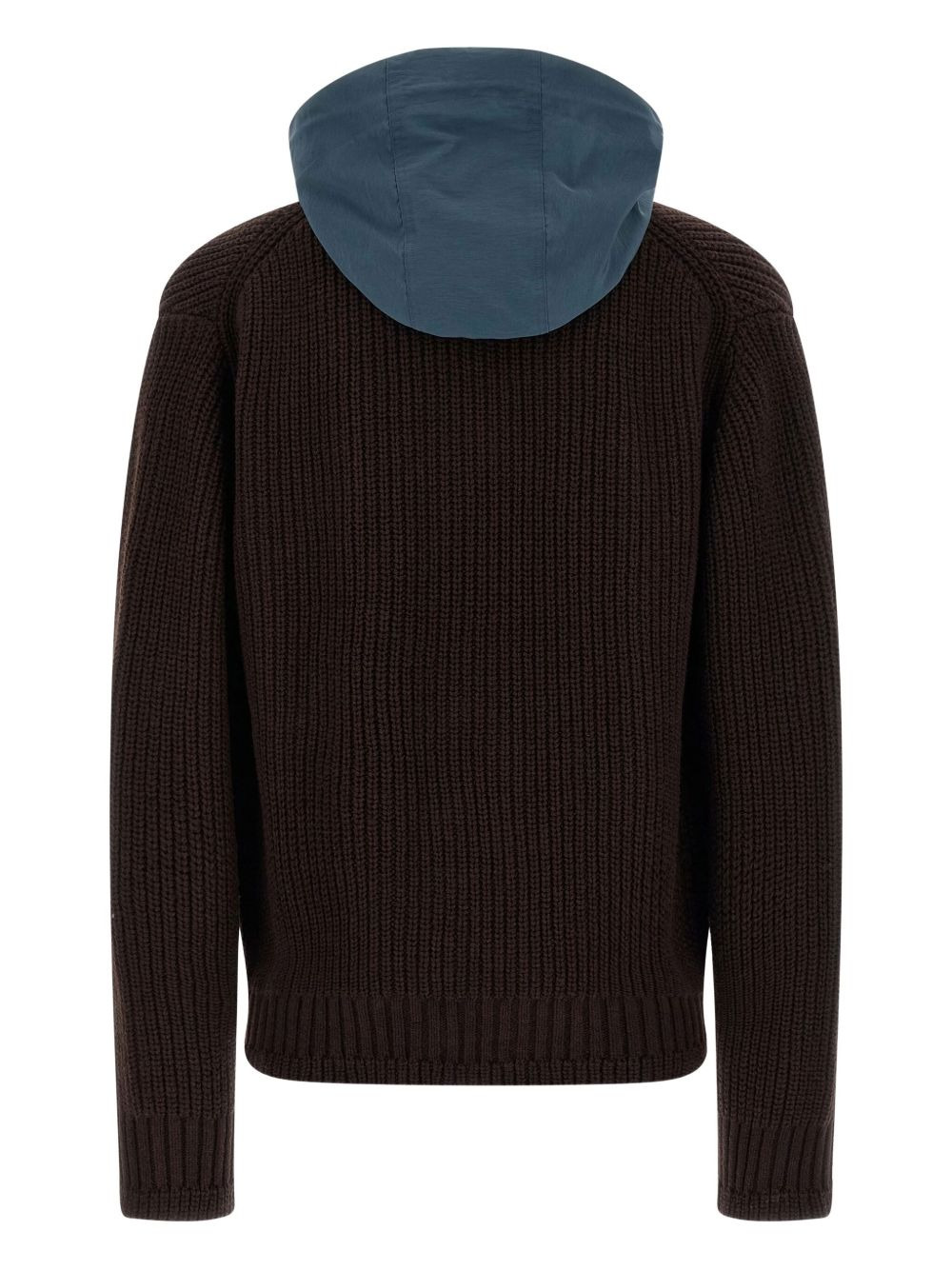 hooded ribbed knit coat - 2