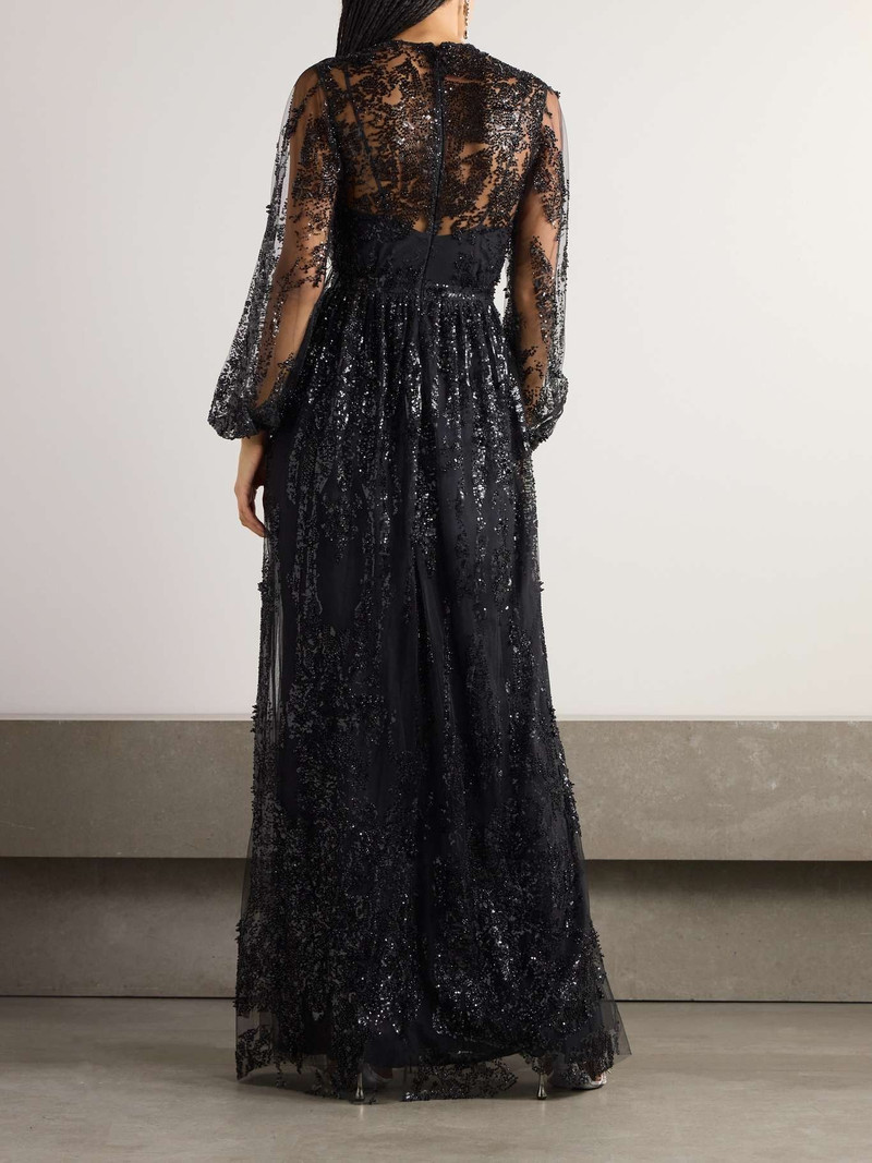Bead and sequin-embellished tulle gown Black 3