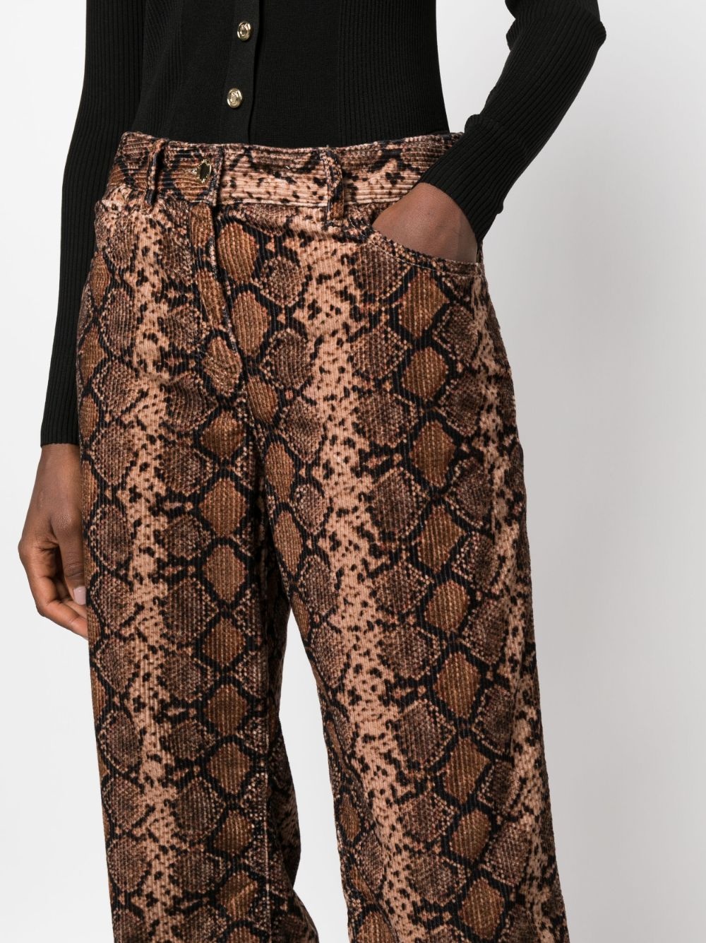 snakeskin-print corduroy trousers - 5