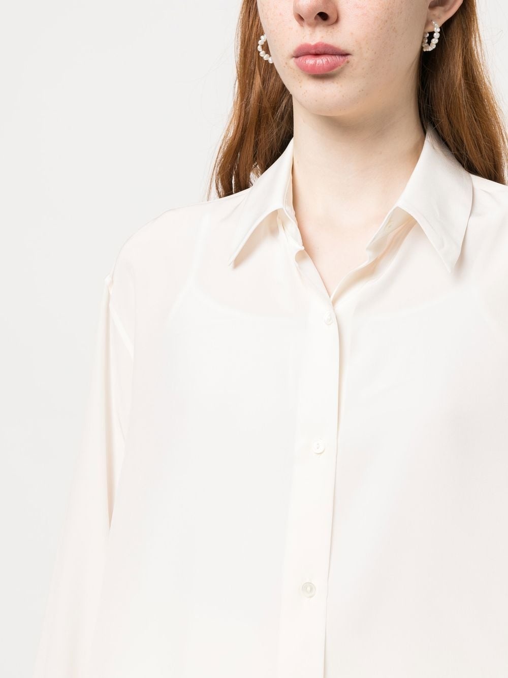 sheer silk long-sleeved shirt - 5