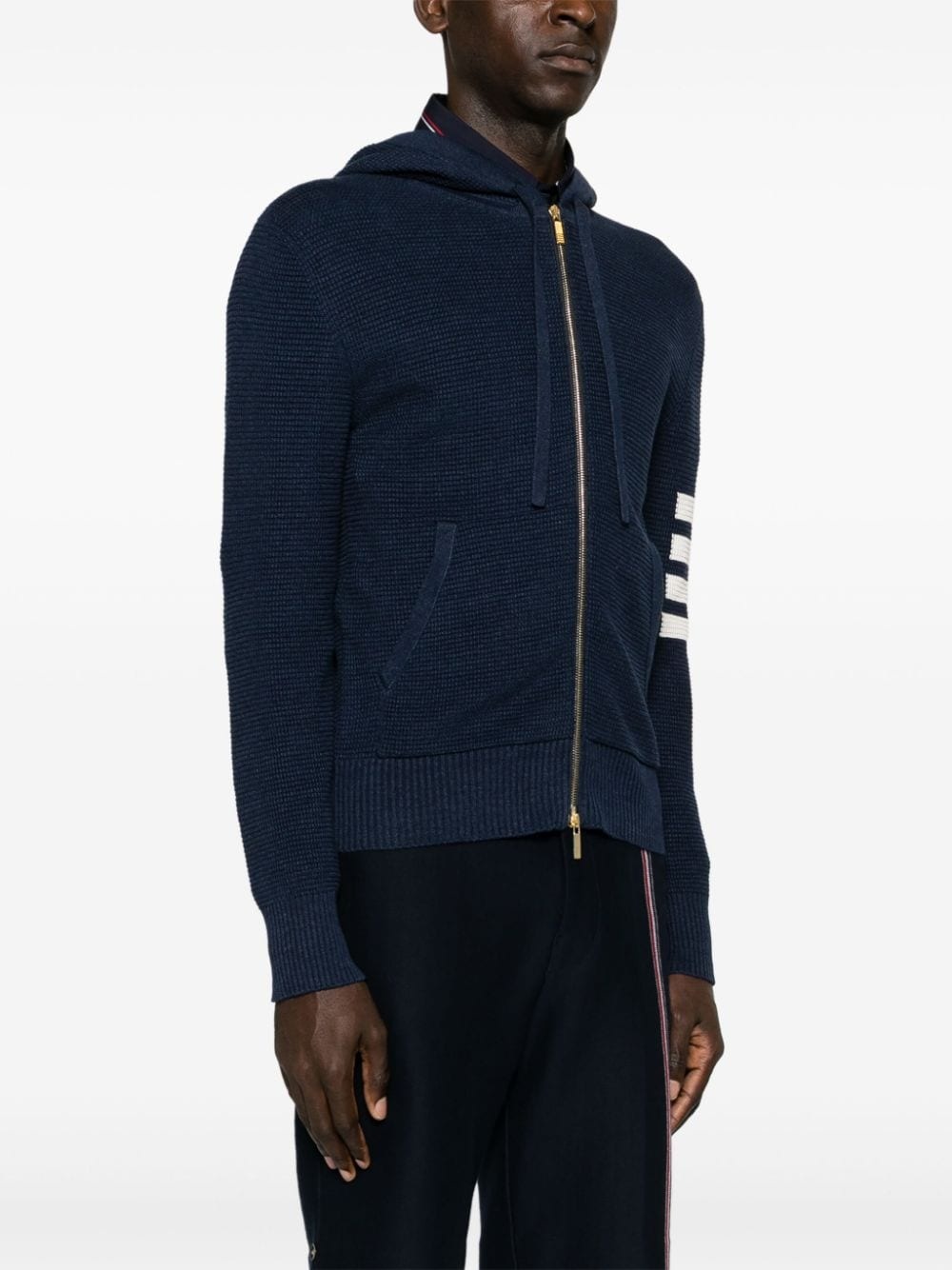 4-Bar stripe waffle-knit hoodie - 3