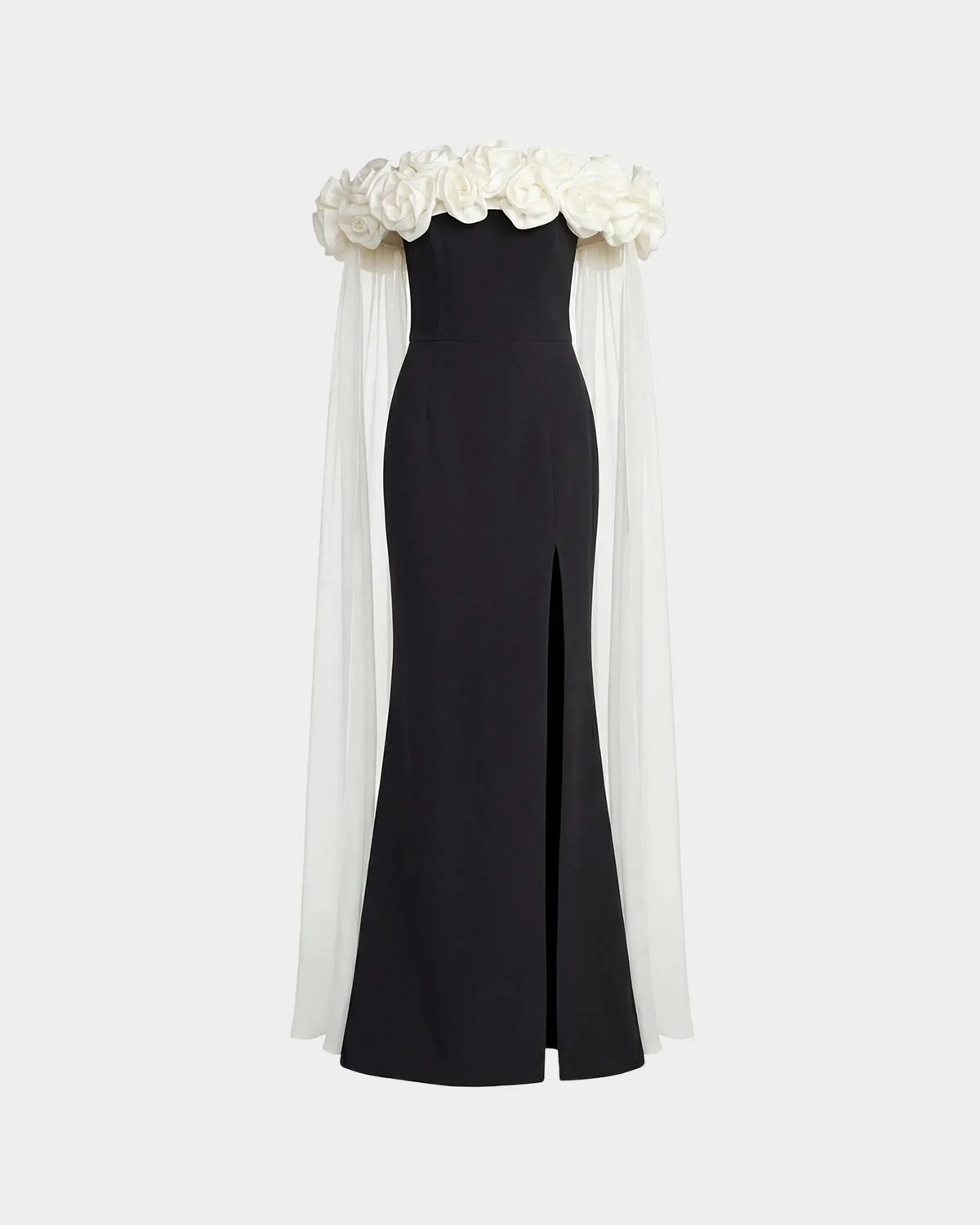 3D Floral Crepe Off-The-Shoulder Gown - 1