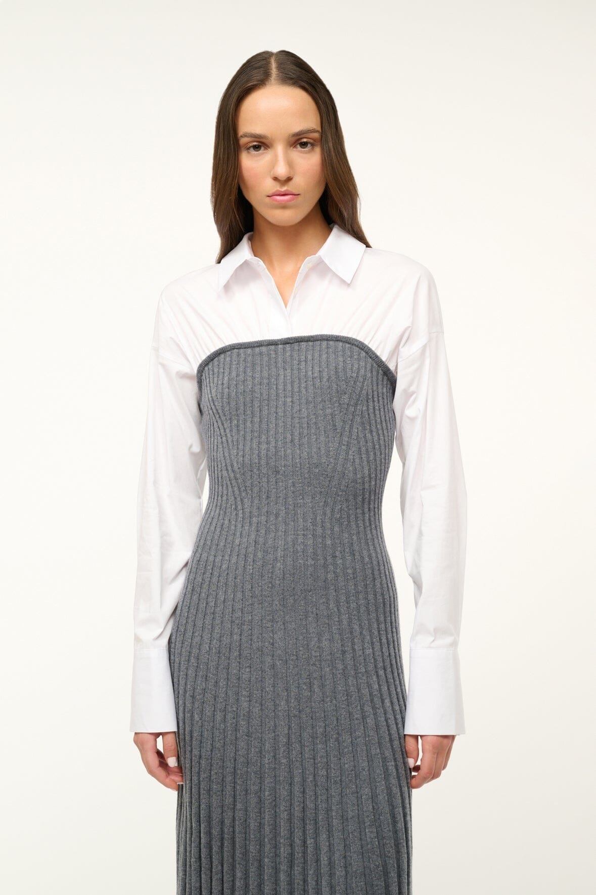 STAUD O'KEEFE DRESS CHARCOAL WHITE - 3