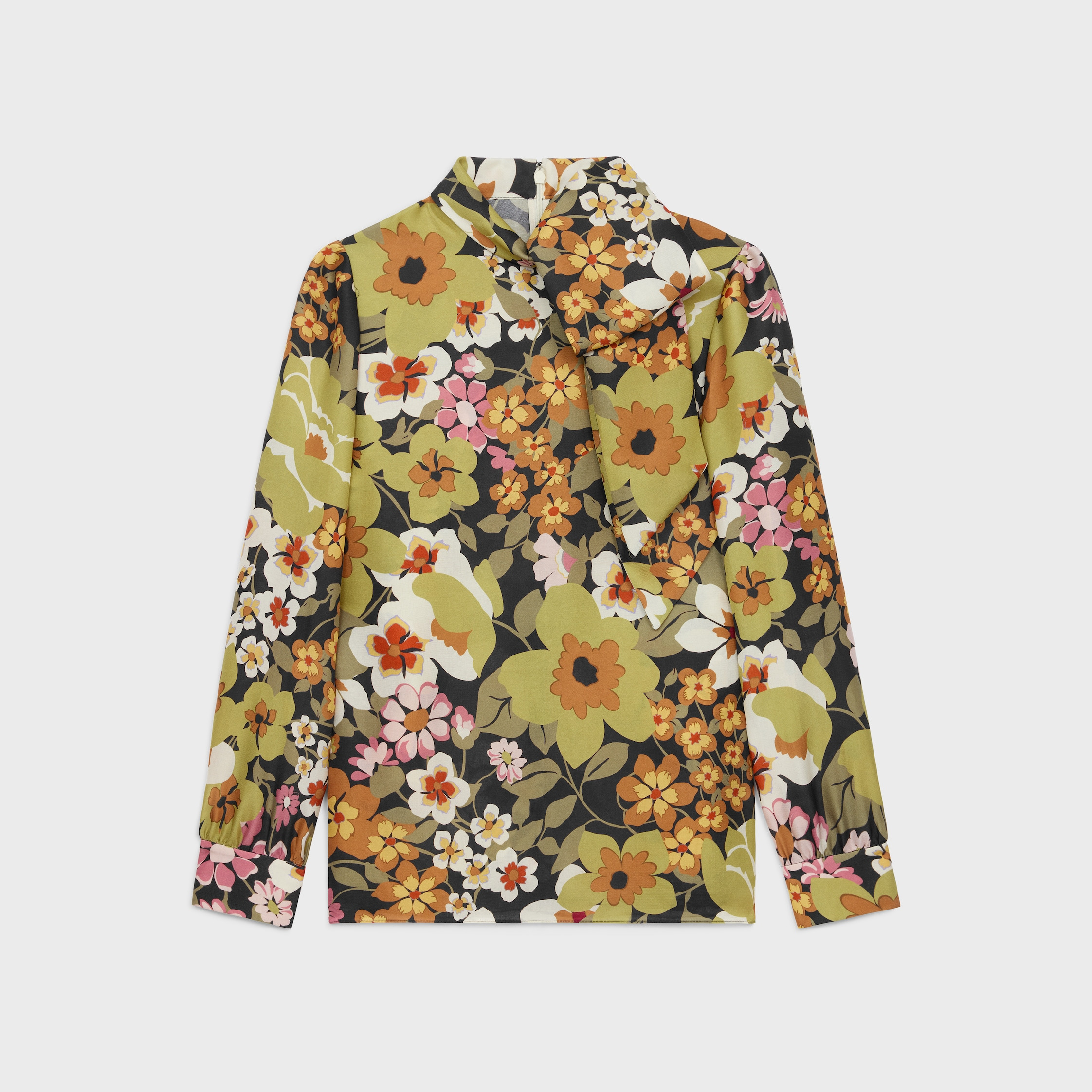 lavalliere blouse with bow in silk organza - 1