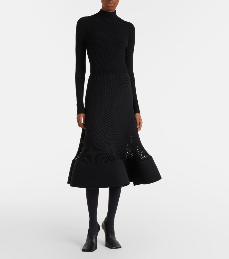 Alaïa Open-knit wool-blend midi skirt outlook