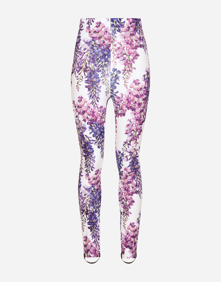 Run-resistant jersey leggings with wisteria print - 1