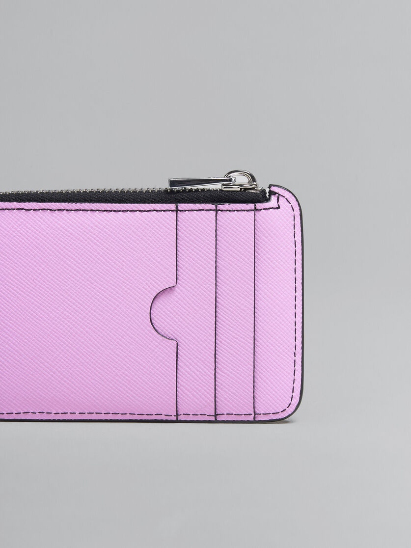 BLUE AND PINK SAFFIANO LEATHER ZIP-AROUND CARD CASE - 4