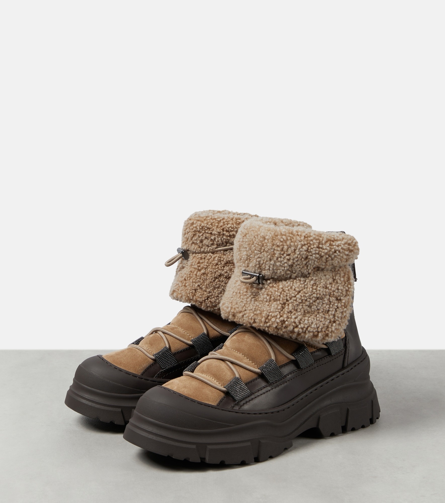 Shearling-lined suede ankle boots - 5