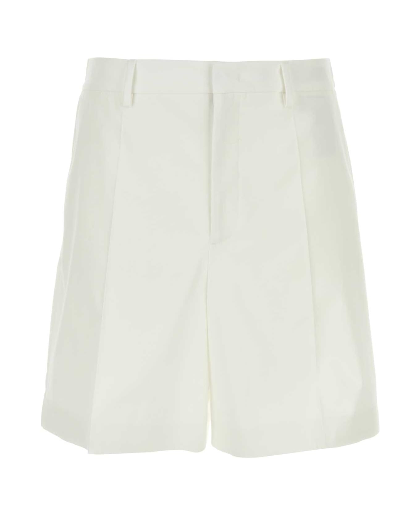 White Cotton Bermuda Shorts - 1