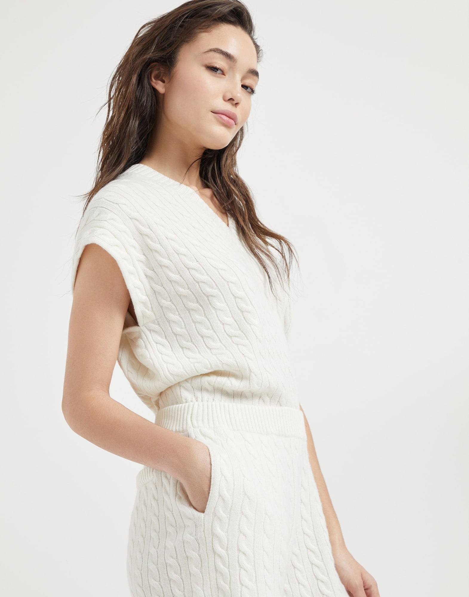 Cashmere cable knit shorts - 3