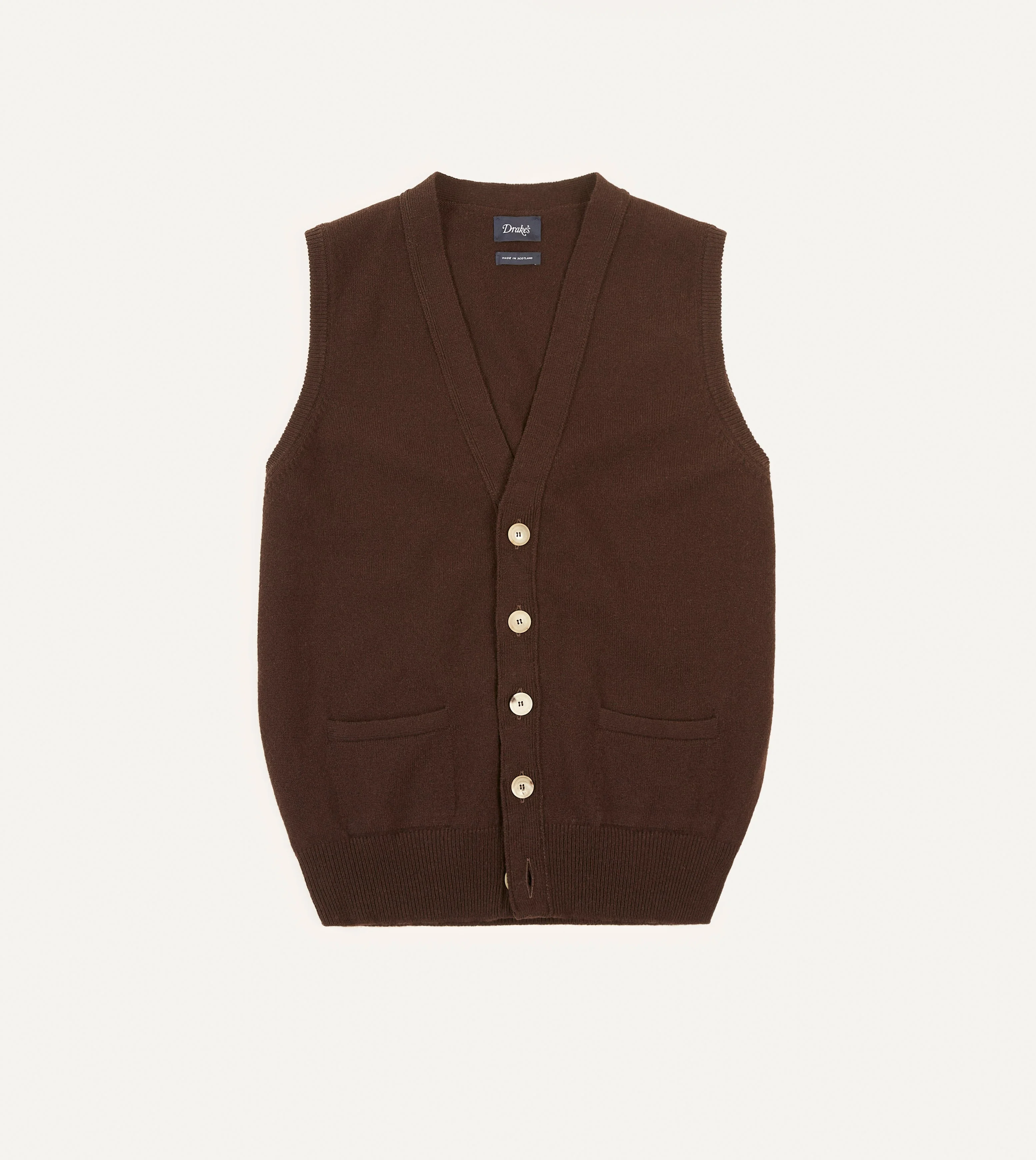 Brown Lambswool Sleeveless Cardigan - 1