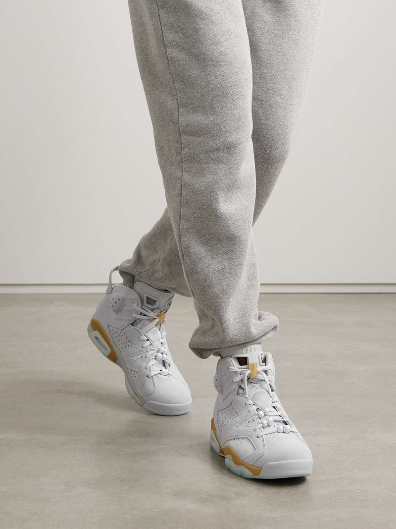 Jordan Air Jordan Retro 6 embellished satin-trimmed perforated suede high-top sneakers outlook