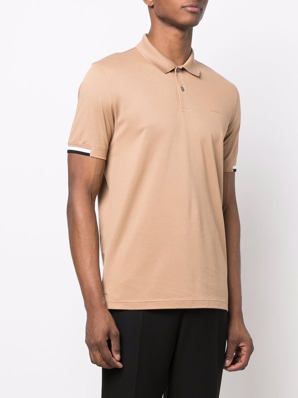 stripe-trimmed polo shirt - 3
