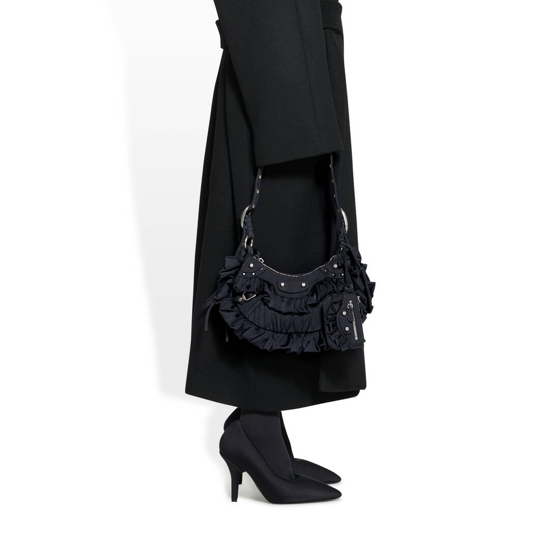Balenciaga women's le cagole xs shoulder bag with ruffles in blue