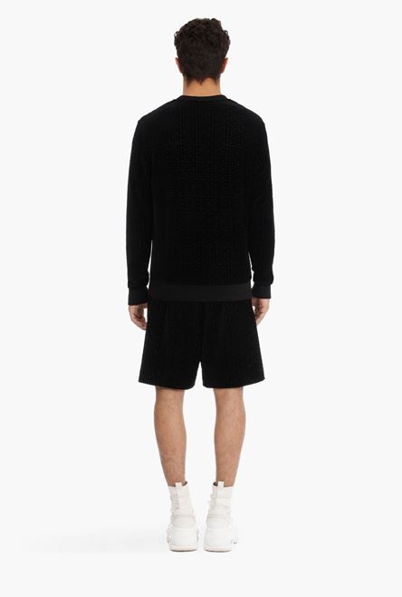 Black sweatshirt with embossed velvet Balmain monogram - 3