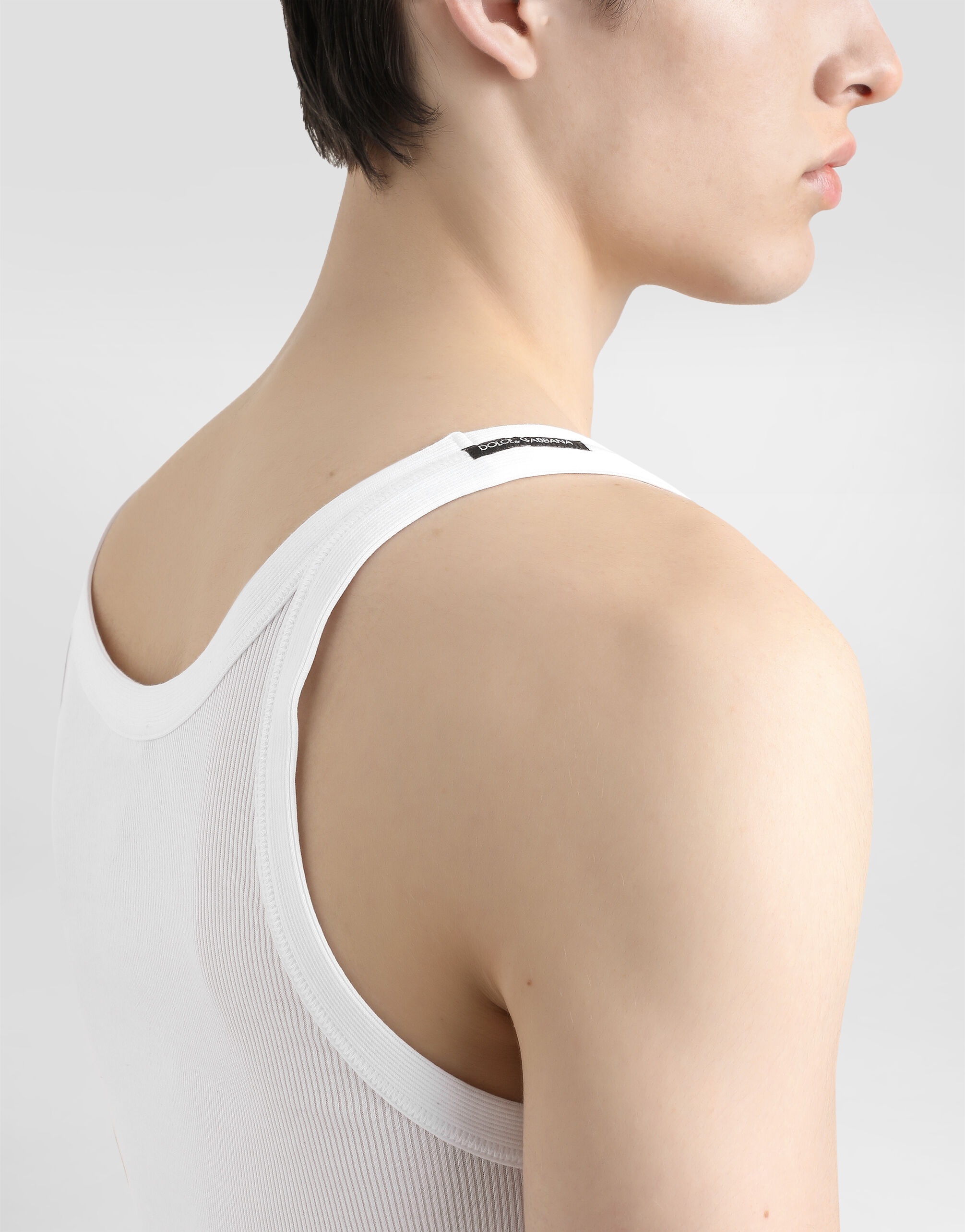 Fine-rib slim-fit singlet with embroidery - 5