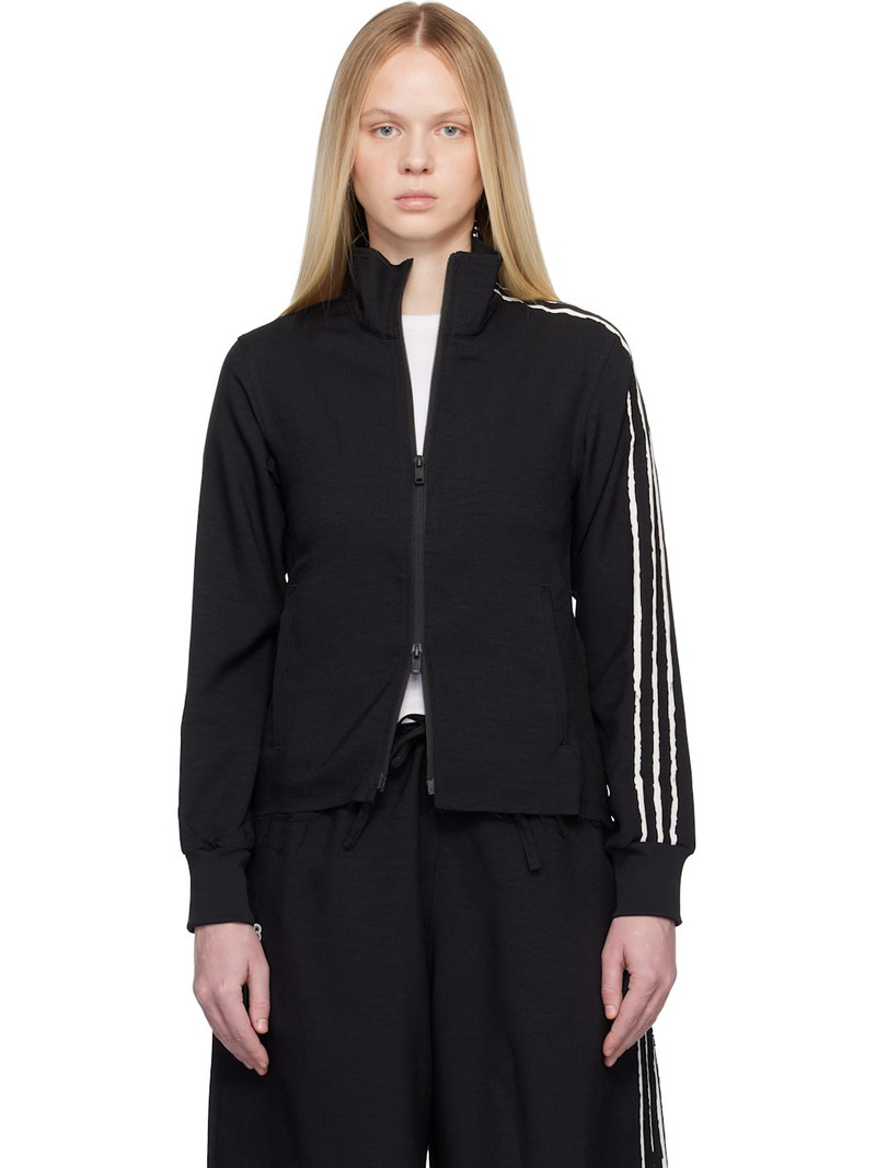 Black Sport Uniform Raw Cut 3 Stripes Track Jacket 1