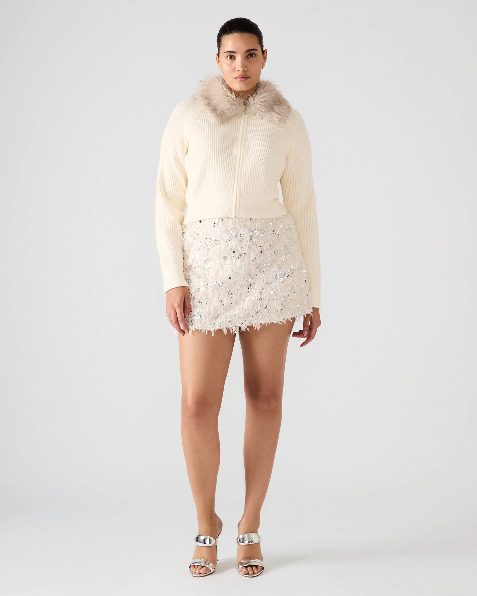 CINDI FEATHER SKIRT IVORY - 1