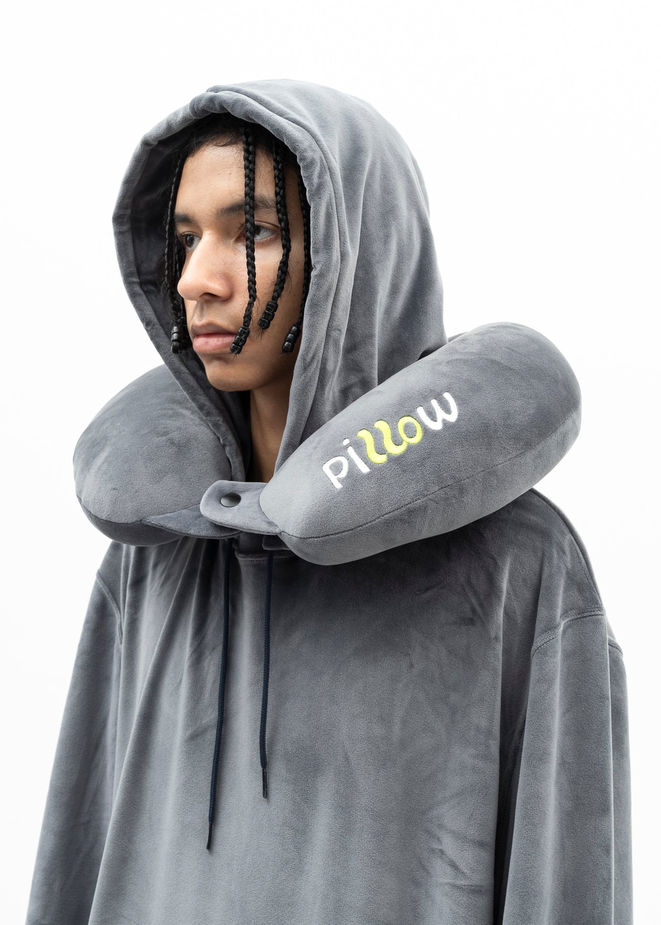 NAVY NECK PILLOW HOODIE - 4