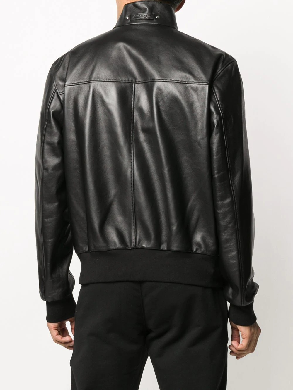 lambskin zipped bomber jacket - 4