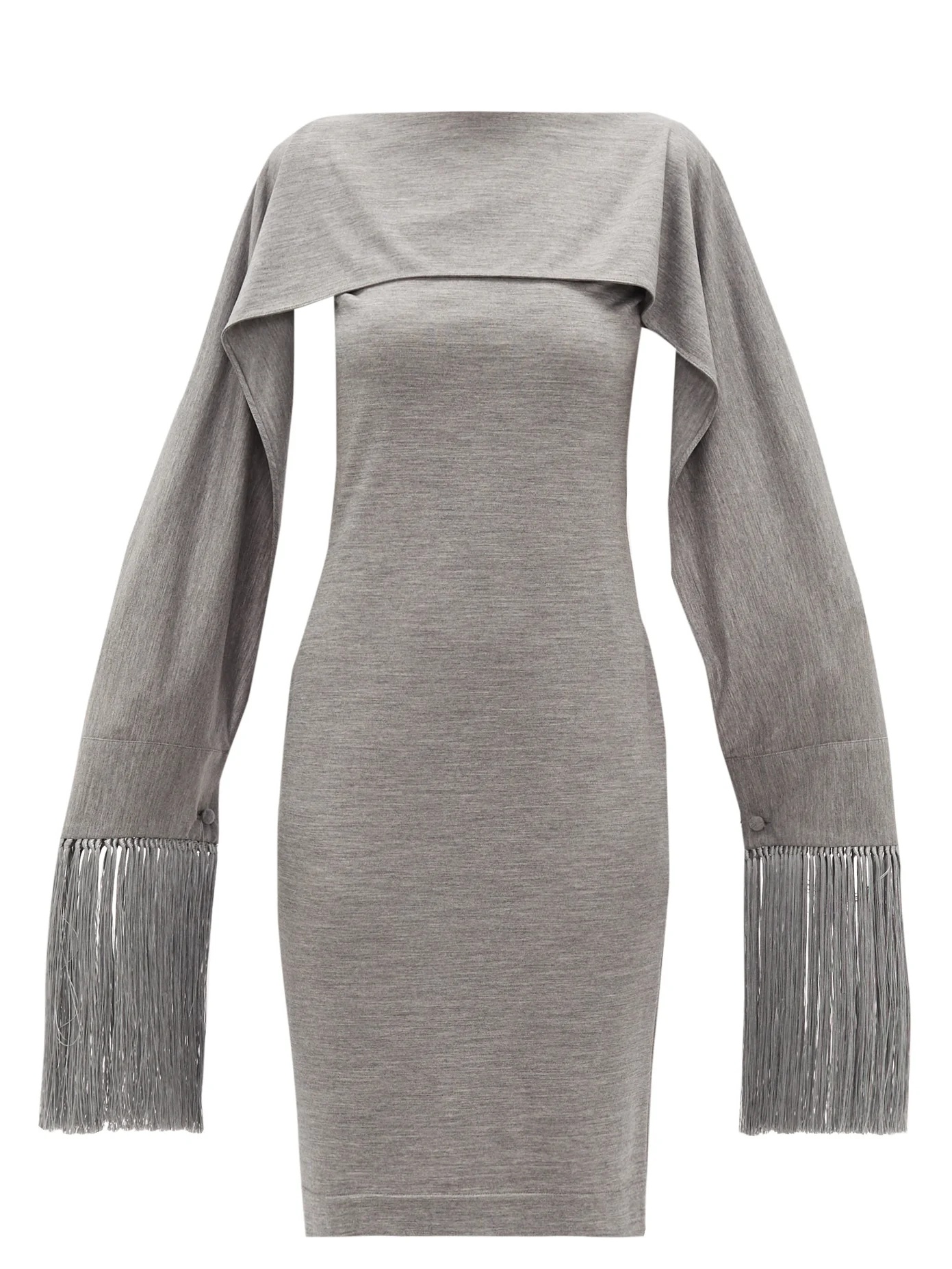 Fringed-cuff merino-wool dress - 1