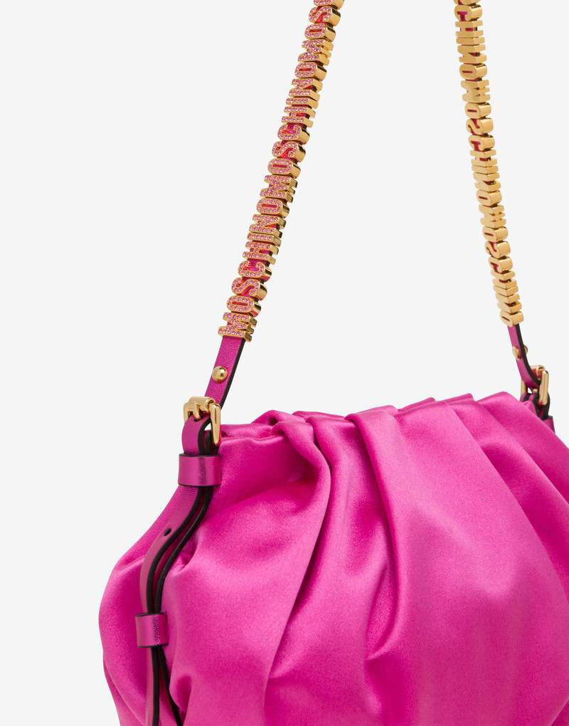 MINI LETTERING SATIN HOBO BAG 4