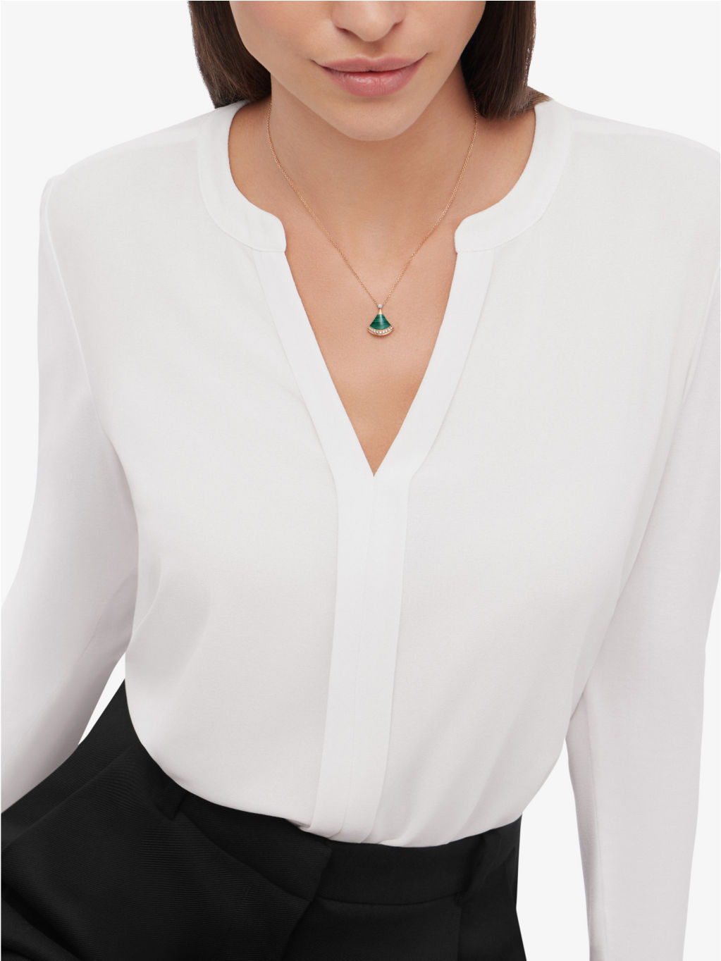 Divas' Dream 18ct rose-gold, 0.13ct brilliant-cut diamond and malachite pendant necklace - 5