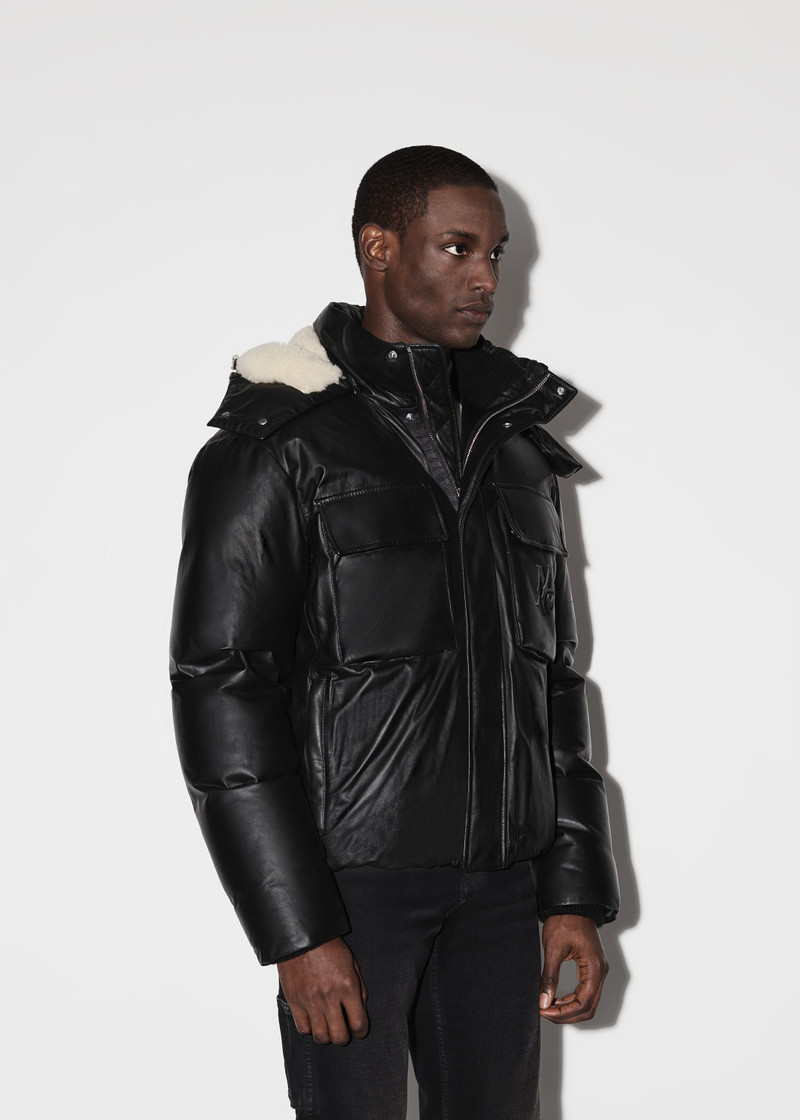 HOODED LEATHER DOWN JACKET 4