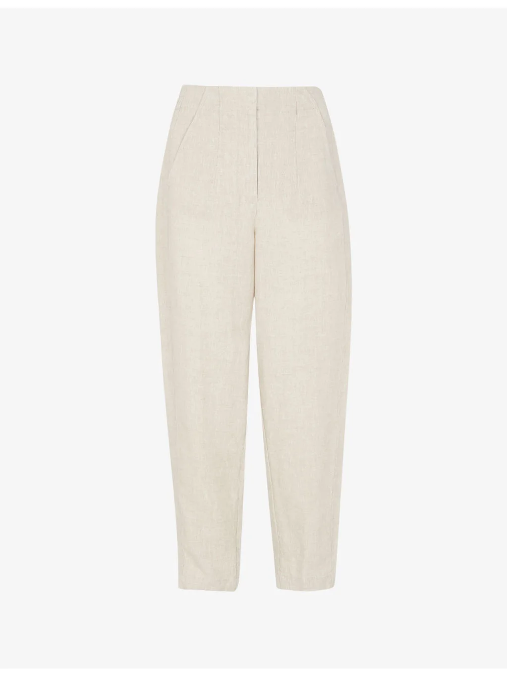 Patch-pocket barrel-leg mid-rise linen trousers - 1