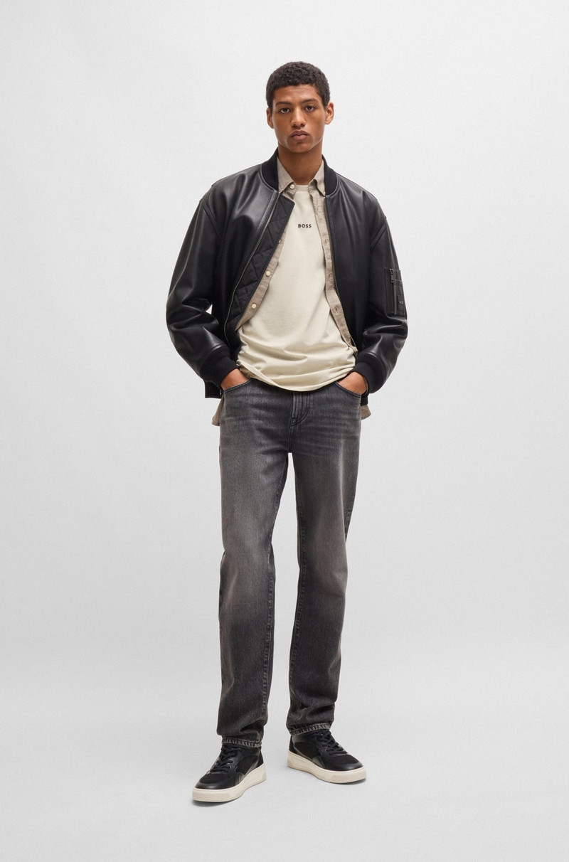 BOSS HIGH-TOP TRAINERS IN MIXED LEATHERS outlook