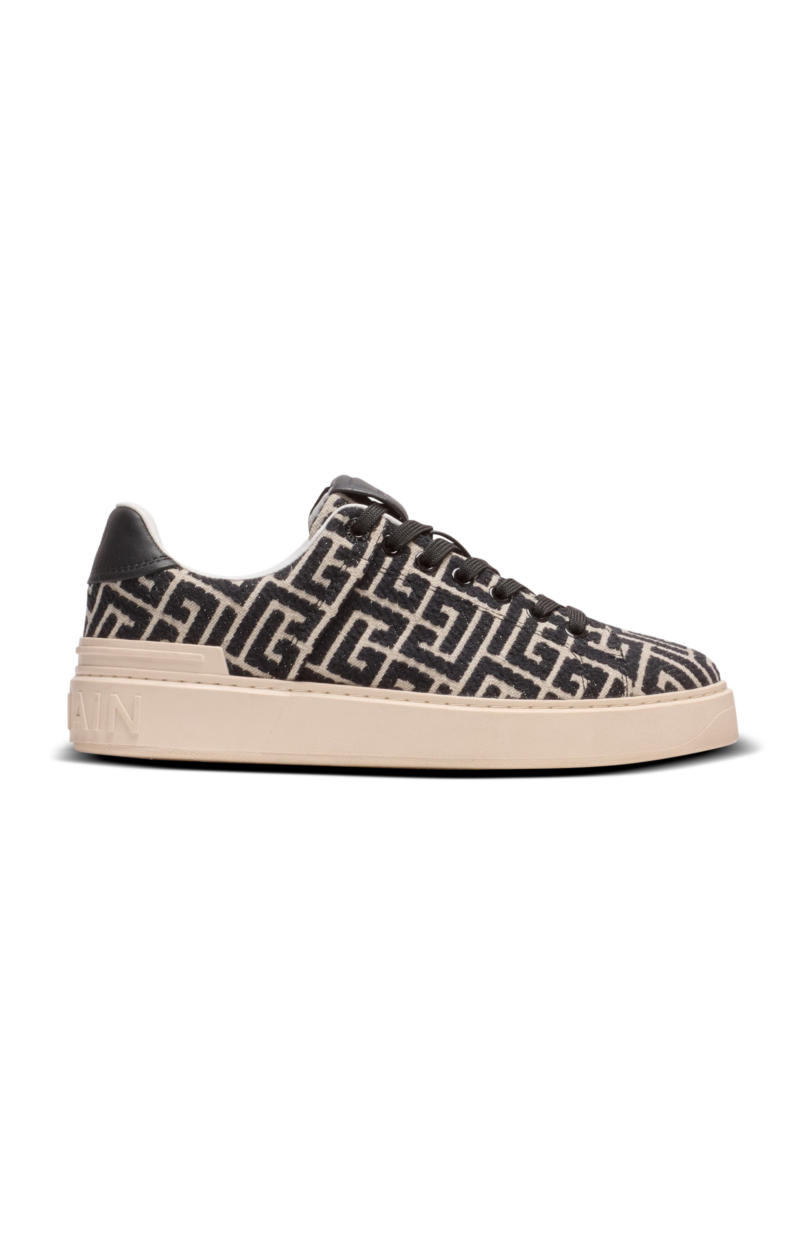 Balmain B-Court monogrammed canvas trainers in Black at Nordstrom - 4