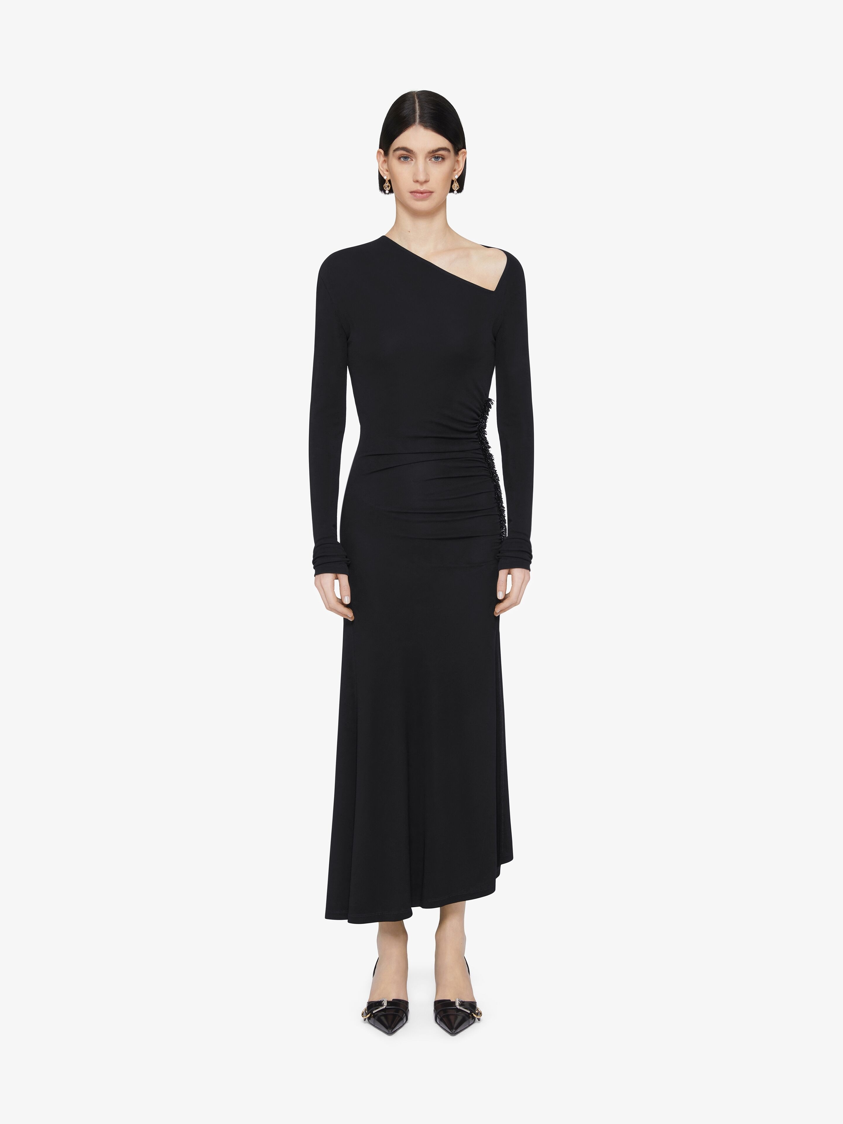 DRAPED DRESS IN EMBROIDERED JERSEY - 2