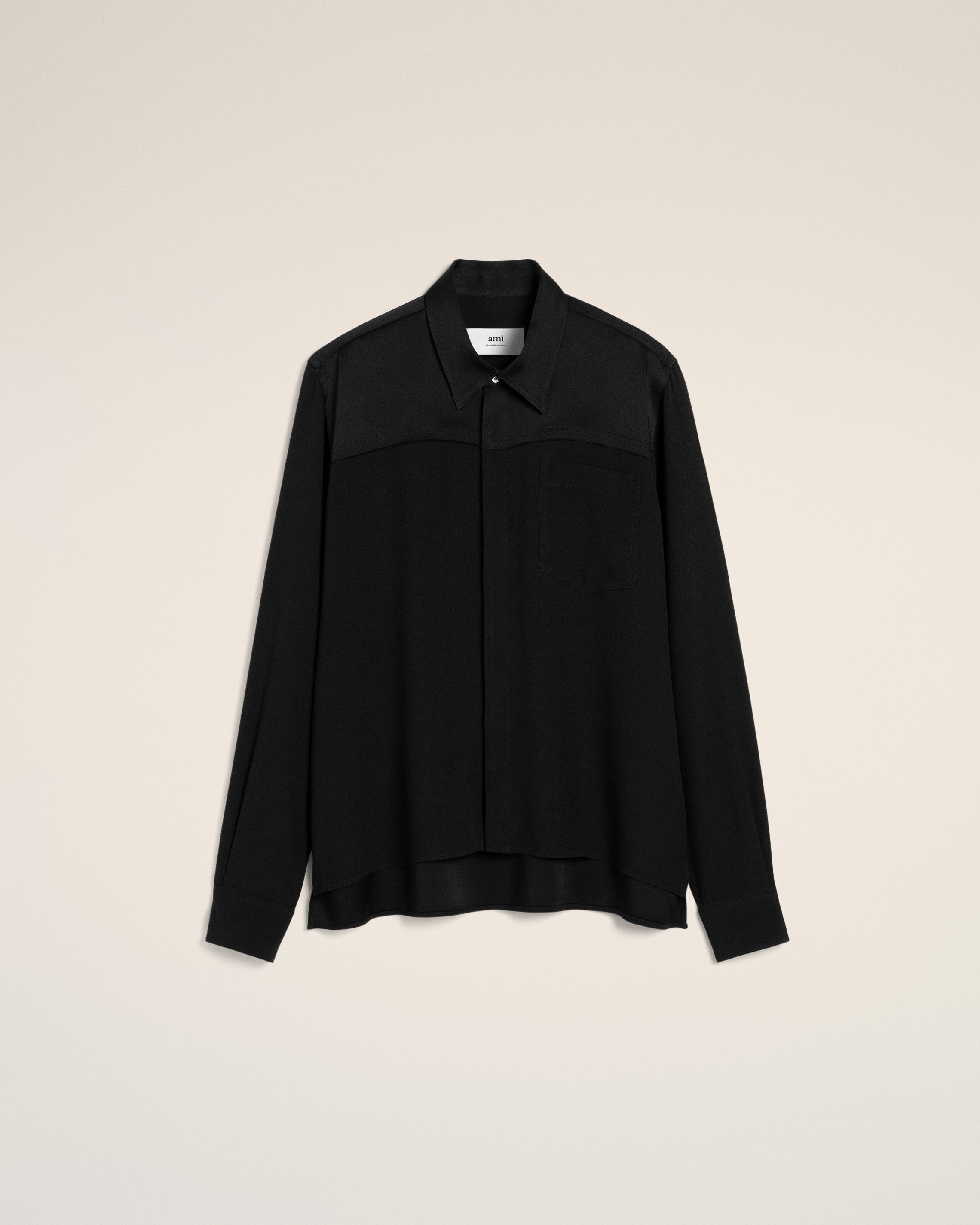 BLACK CONTRASTED TOP LONG SLEEVE SHIRT - 2