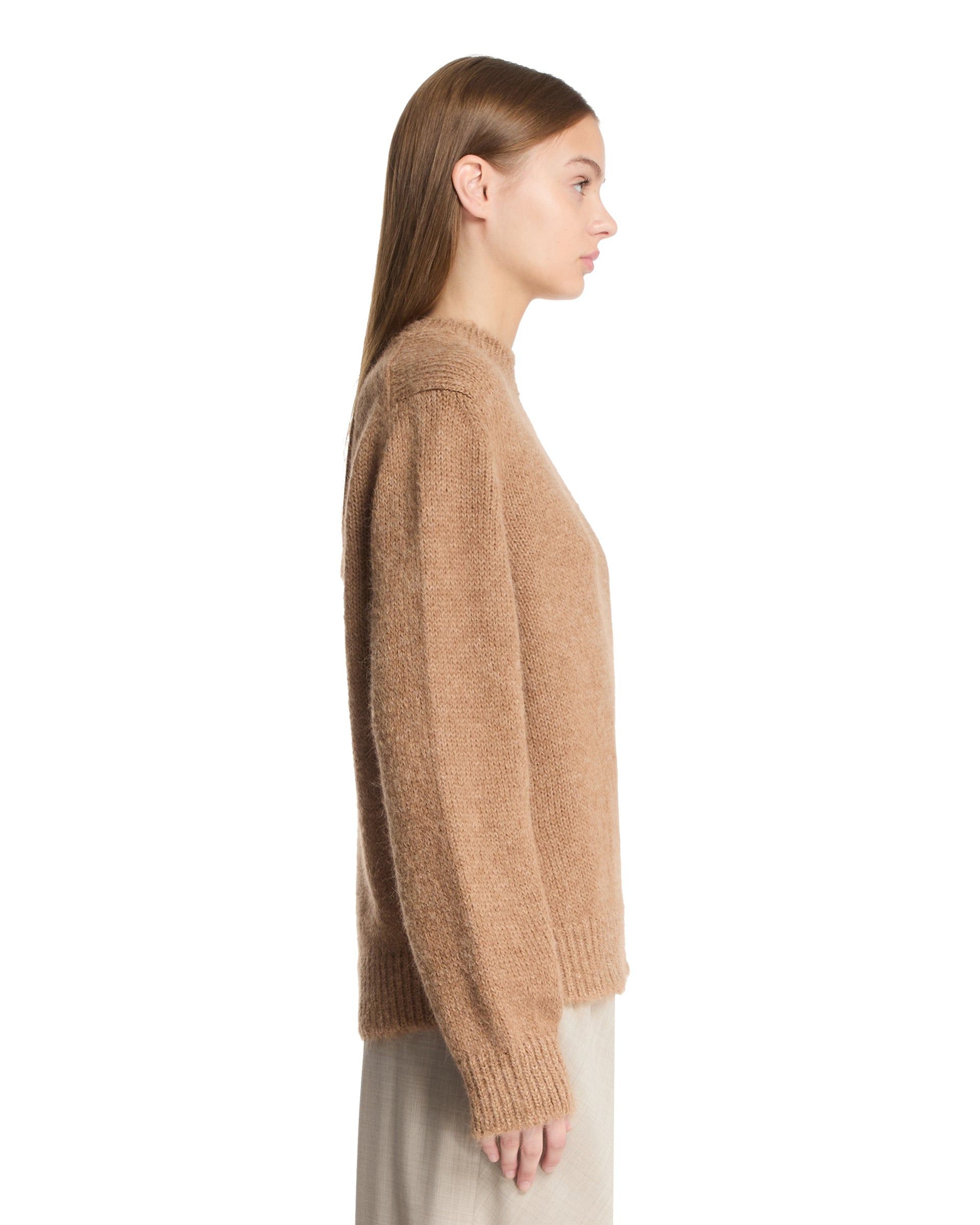 Beige Alpaca and Wool Crewneck Sweater - 5
