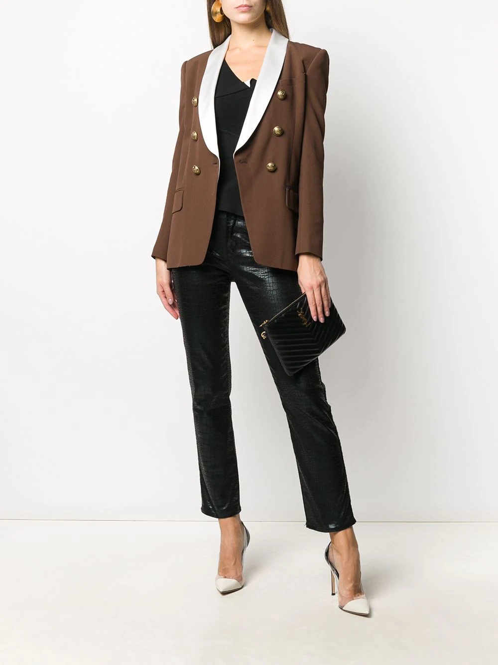 oversized lapel double-breasted jacket - 2