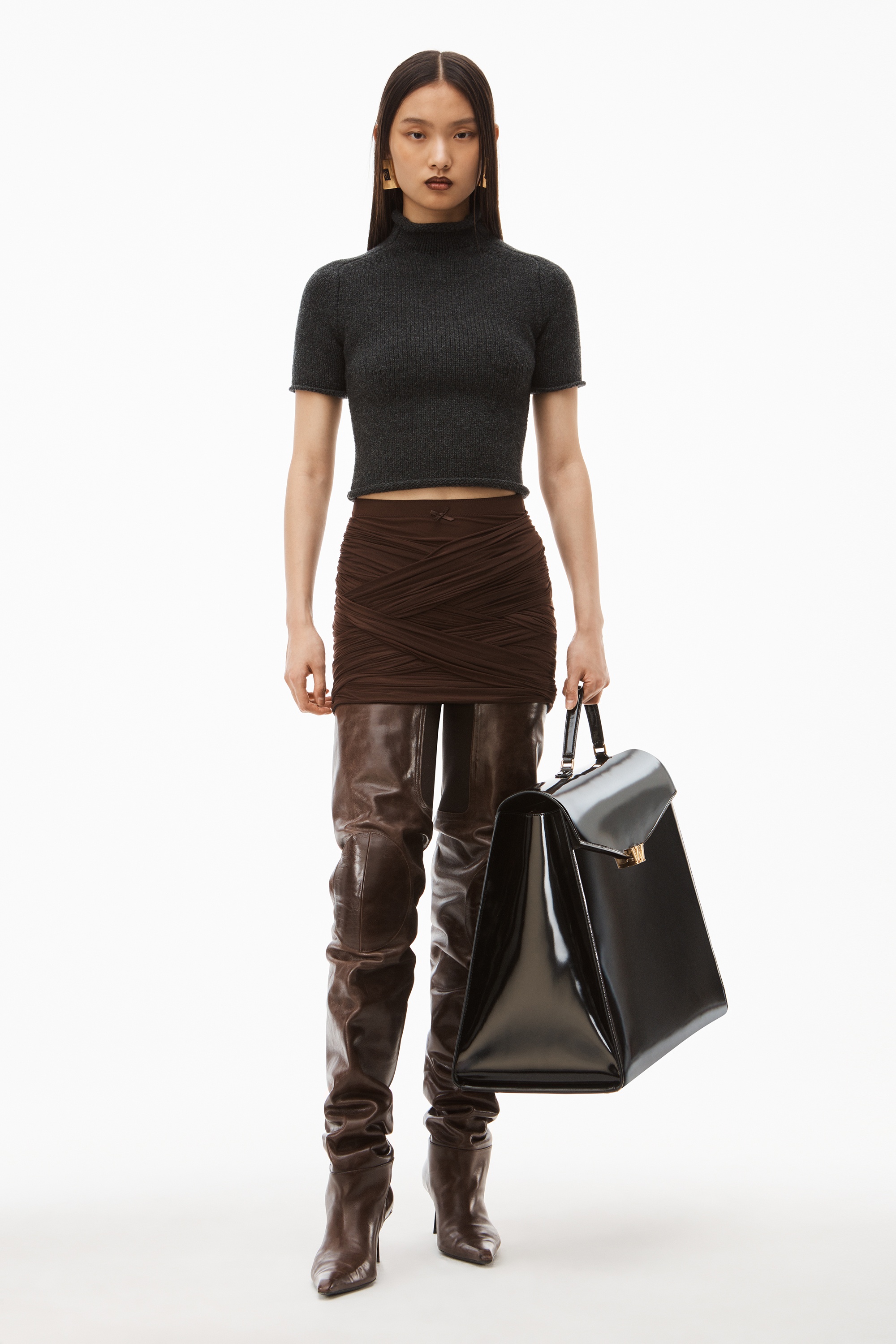 RUCHED MINI SKIRT IN HOSIERY JERSEY - 2