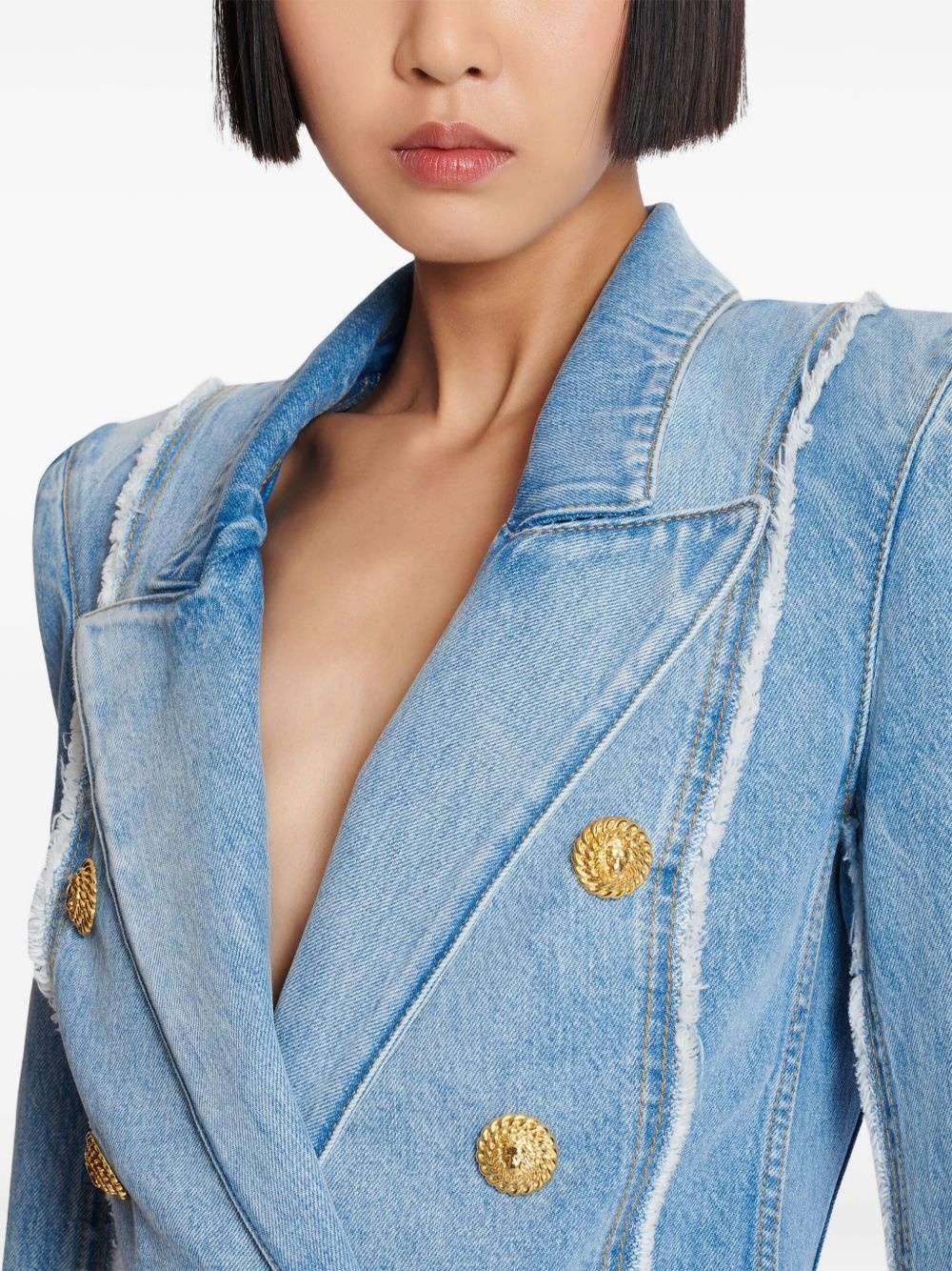 raw edge denim jacket - 7