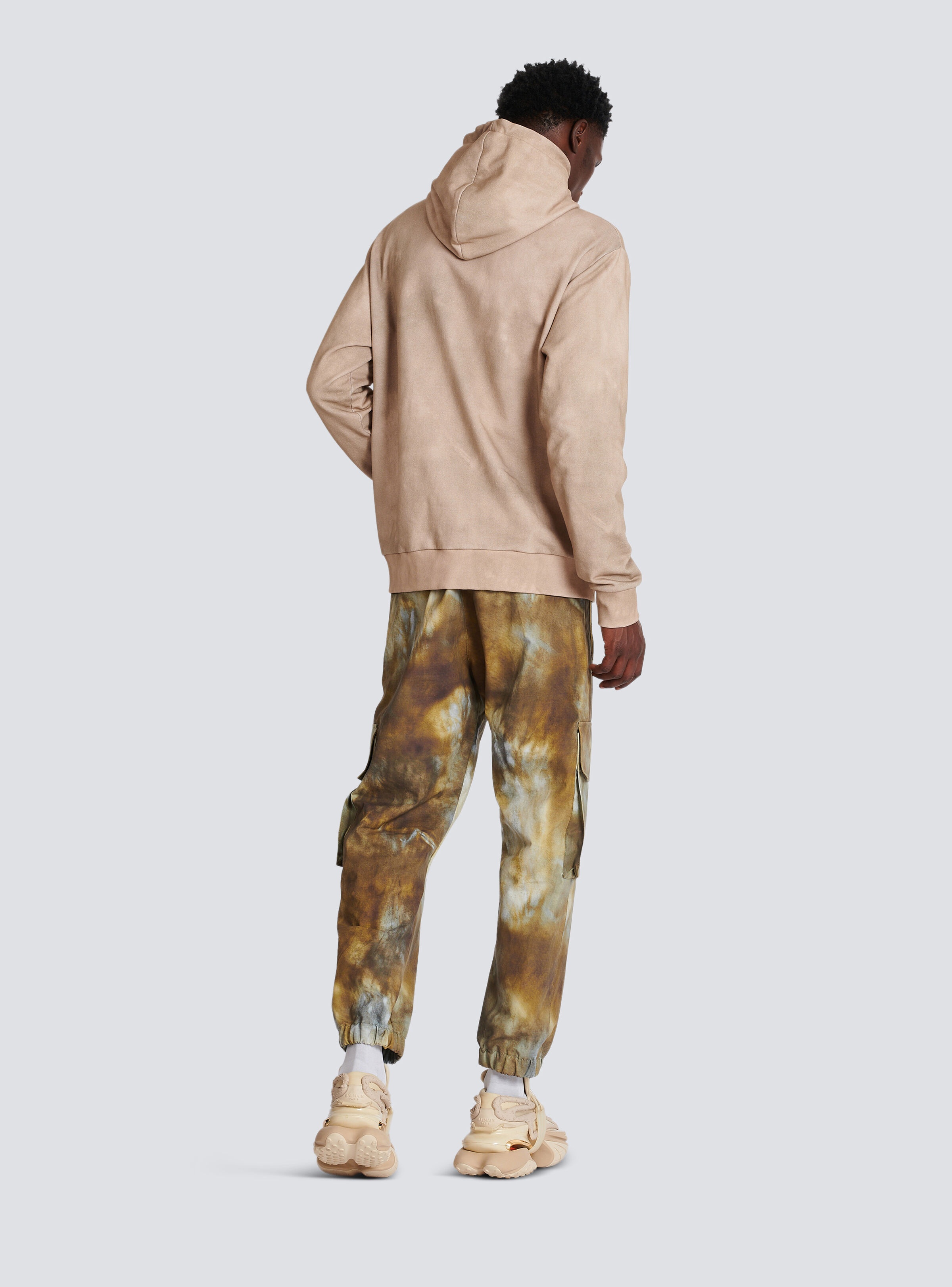Hoodie in eco-responsible cotton with Balmain Paris desert logo print - 4