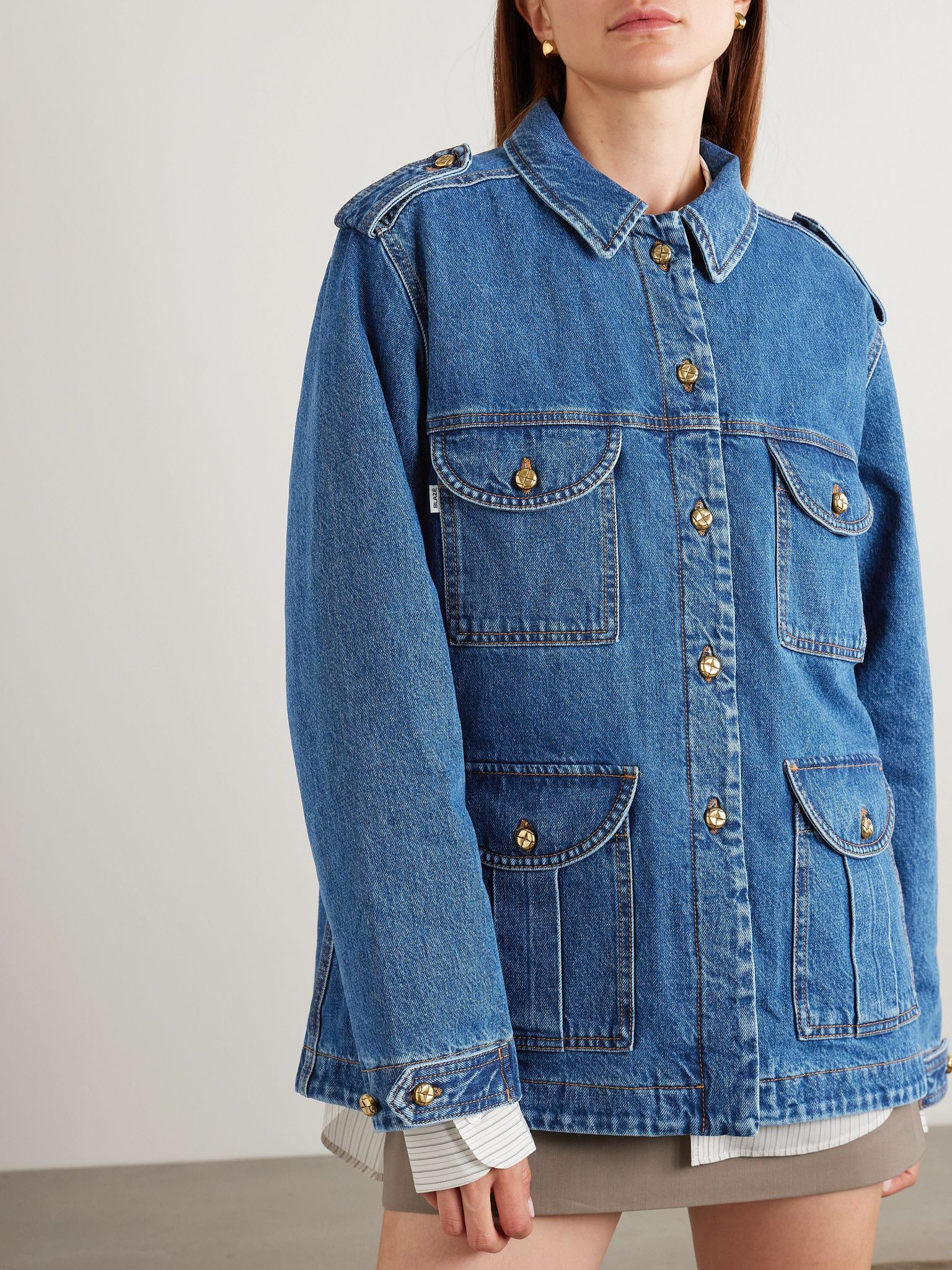 Sahariana padded denim jacket Mid denim - 3
