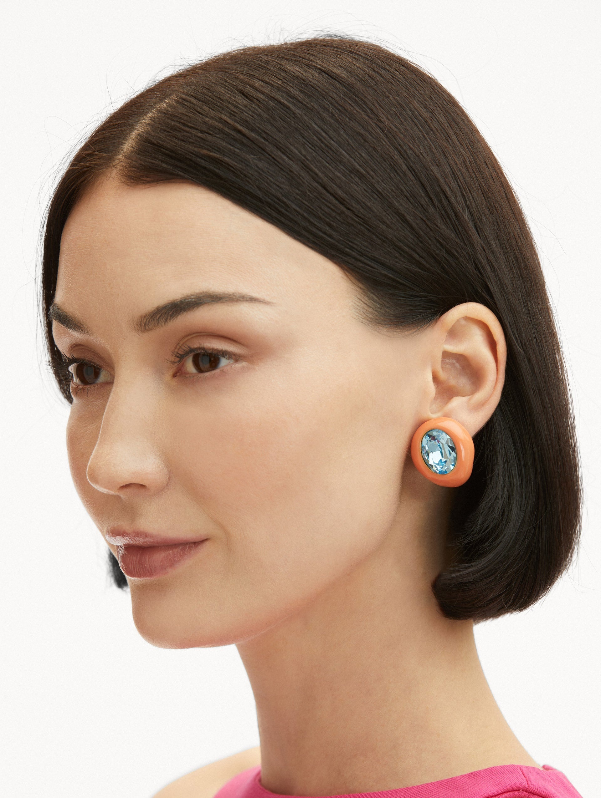 ASYMMETRIC ENAMEL CLIP-ON EARRINGS - 2