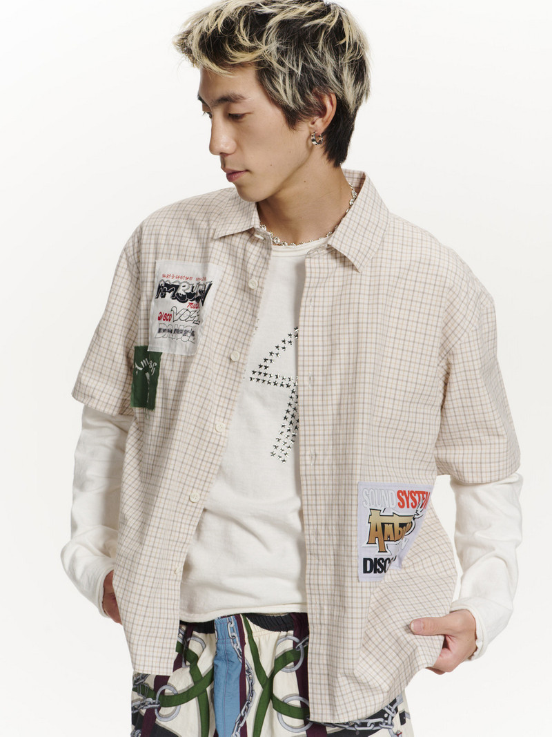 PATCHWORK CHECK SHORT SLEEVE SHIRT 6