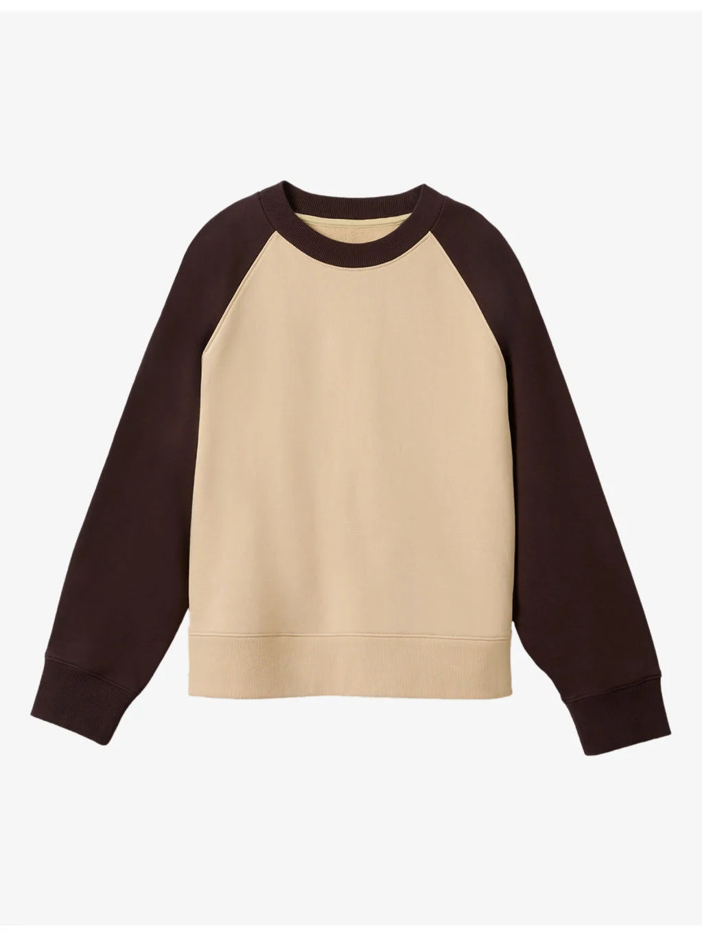 Crewneck Contrast-Sleeve Cotton Sweatshirt - 1