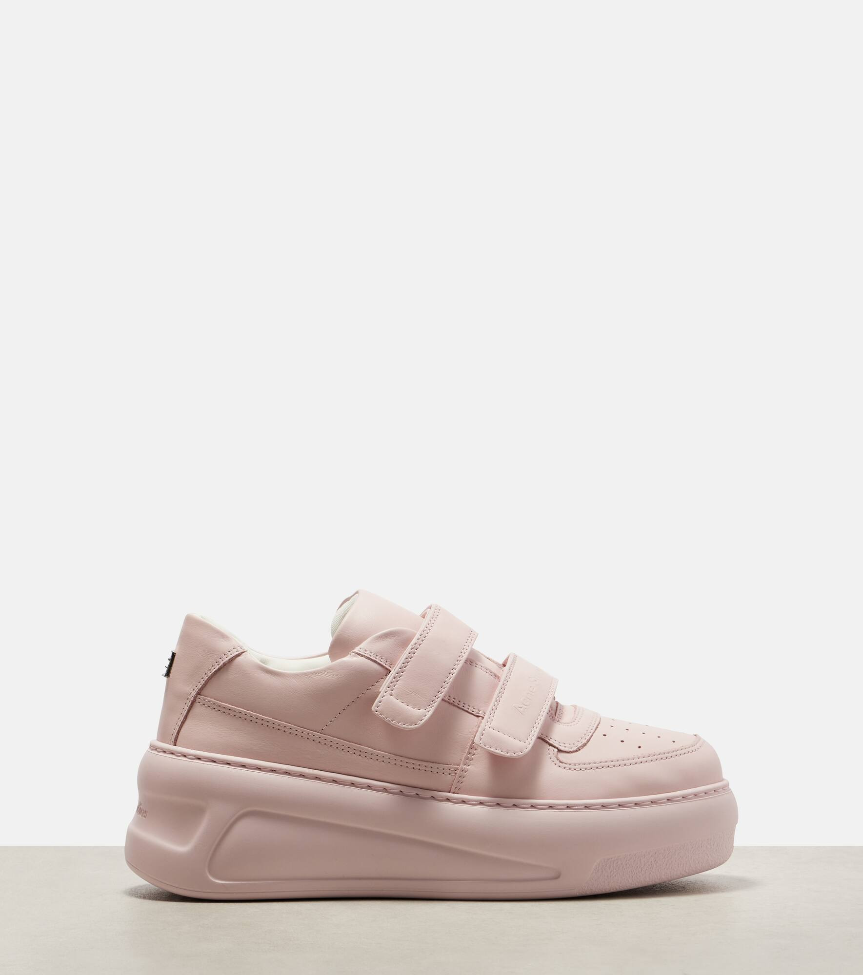 Face leather platform sneakers - 4