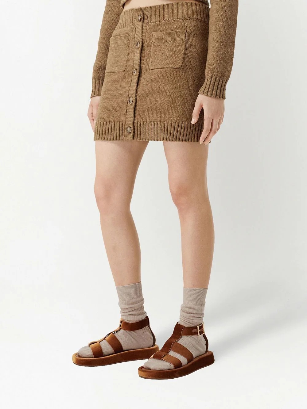 logo-embroidered knitted miniskirt - 3