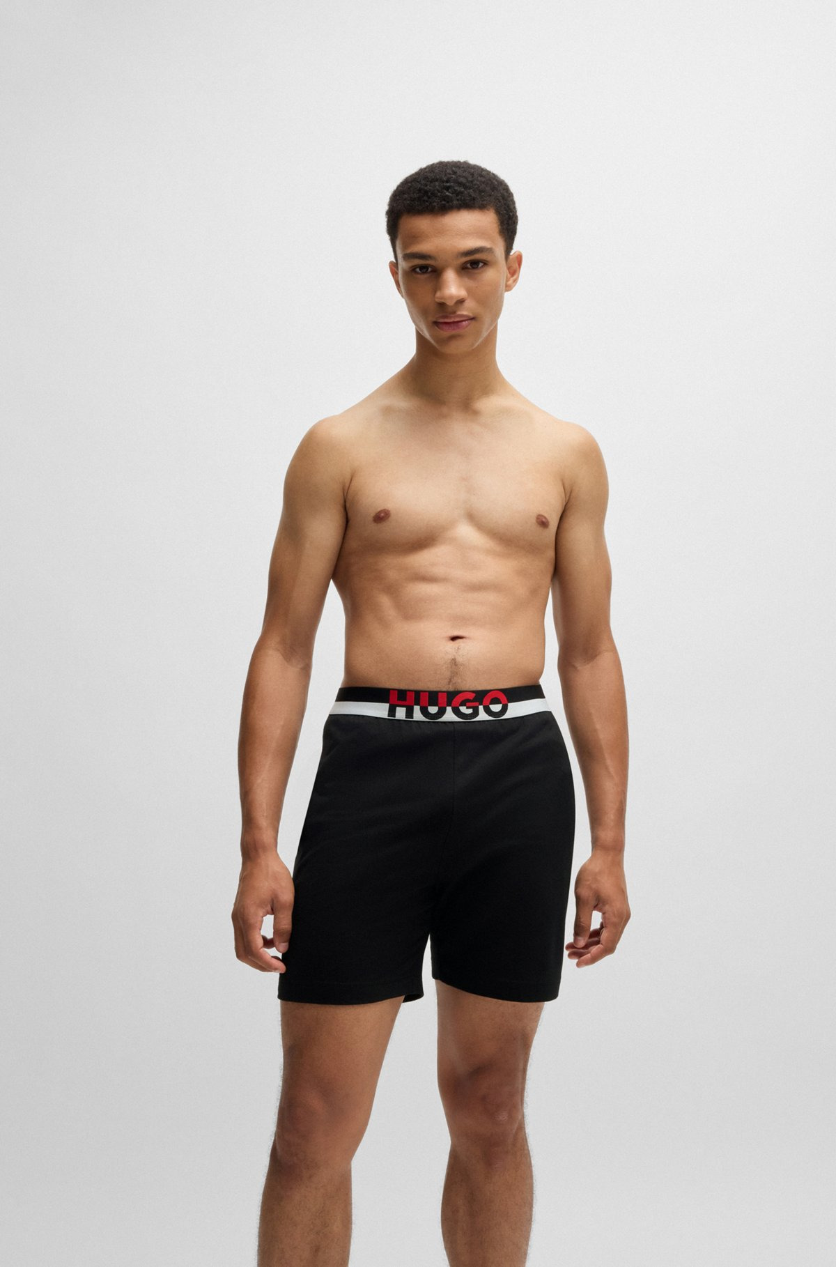 STRETCH-COTTON PAJAMA BOTTOMS WITH COLOR-BLOCKED WAISTBAND - 2