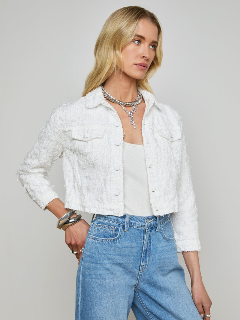 L'AGENCE Koda Cropped Denim Jacket outlook