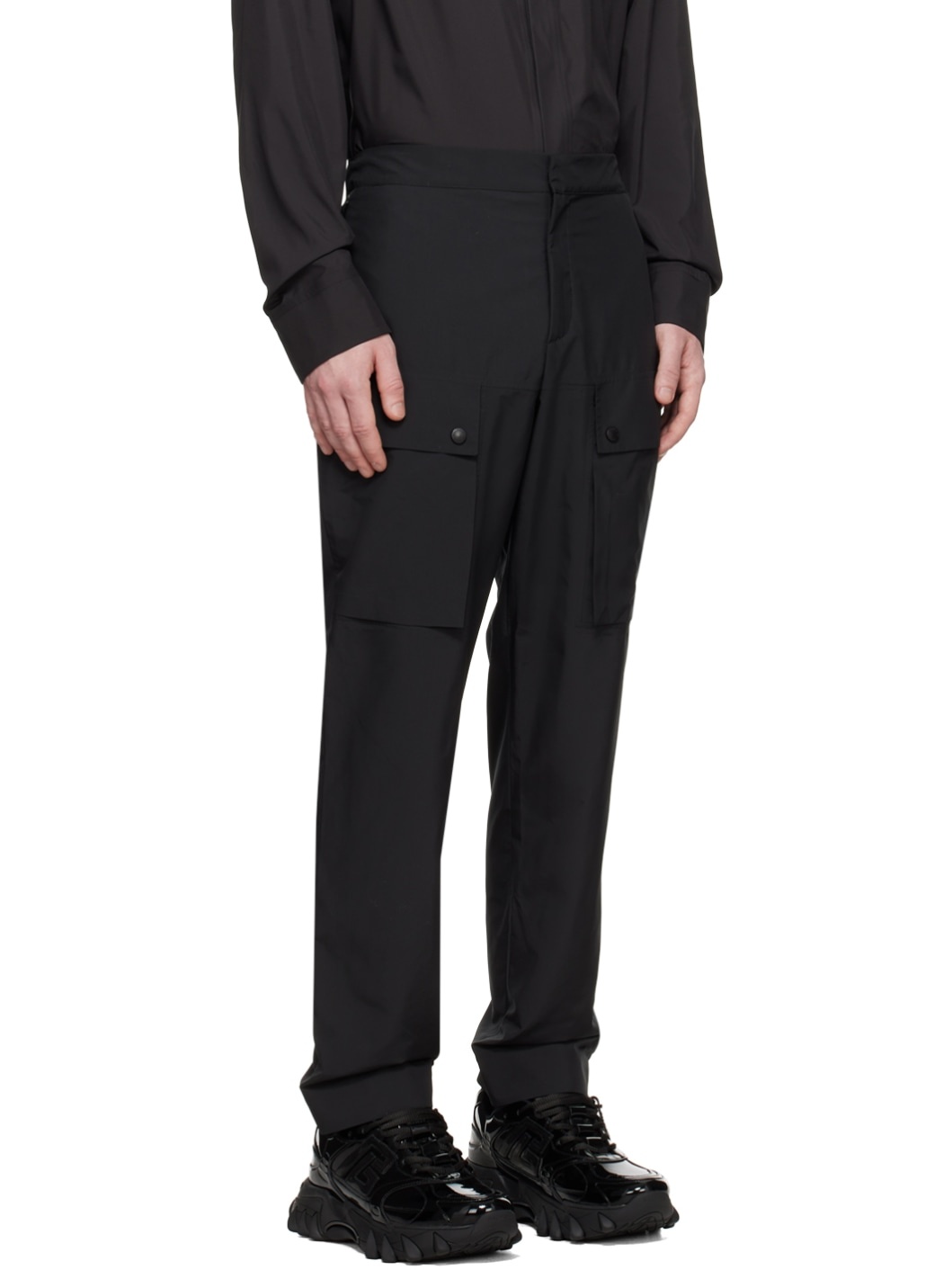 Black Patch Cargo Pants - 2