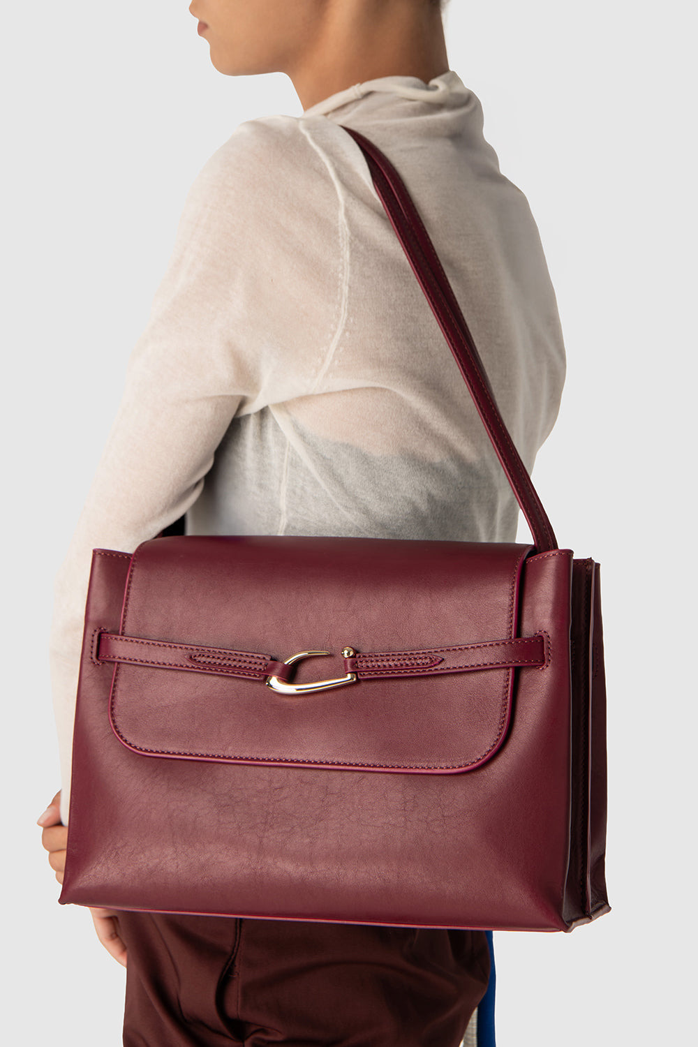 Cora Sour Cherry Nappa Leather Shoulder Bag - 4