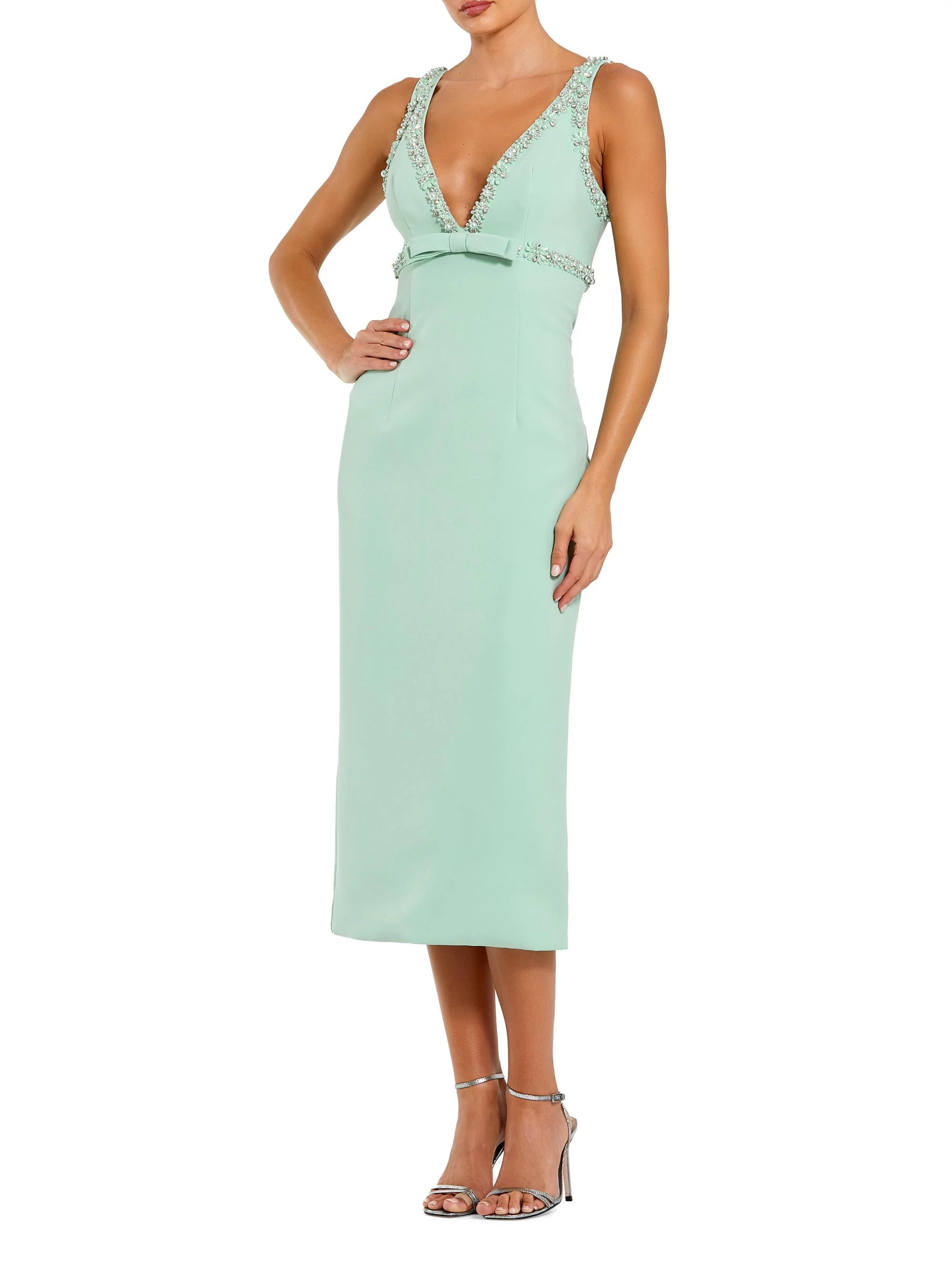 Women's Ieena Crepe Bow Midi-Dress - Sage - 1